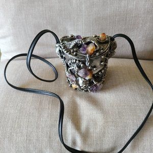 Stunning One-Of-A-Kind Metal and Mineral Stone Bag